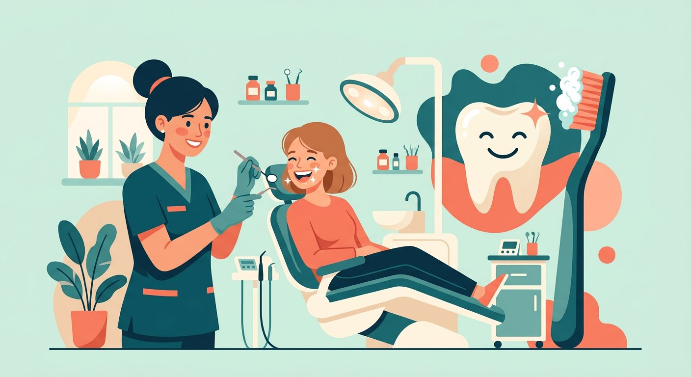 Dental health and bright smile illustration