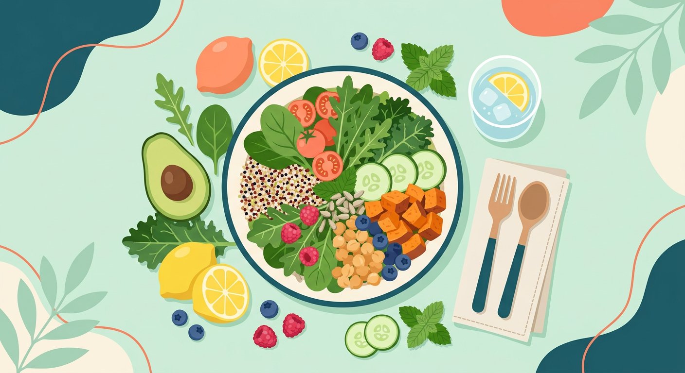 Wellness and nutrition with fresh healthy food